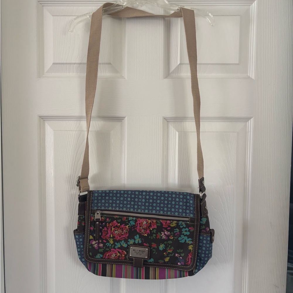 Relic Brand Floral and Striped Crossbody Bag